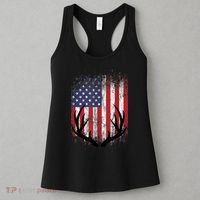 Deer Hunting American Flag Whitetail Buck Antlers Women's Tank Top thumb 3