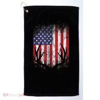Deer Hunting American Flag Whitetail Buck Antlers Golf Towel thumb 0
