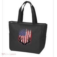 Deer Hunting American Flag Whitetail Buck Antlers Tote Bag thumb 3