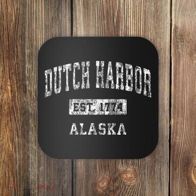 Dutch Harbor Alaska Ak Vintage Established Coaster