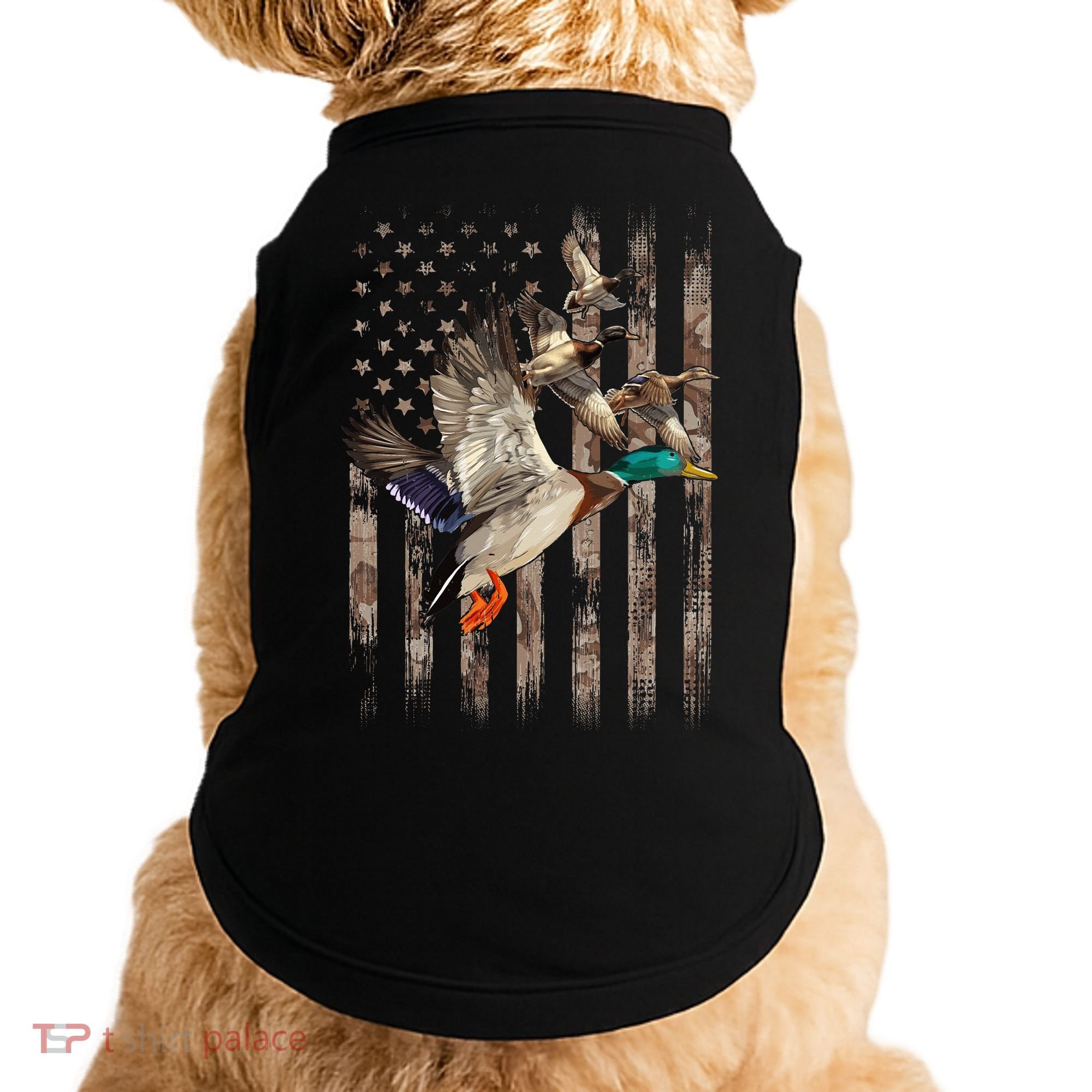 Duck Hunter American Flag Waterfowl Hunting Camouflage Doggie Tank