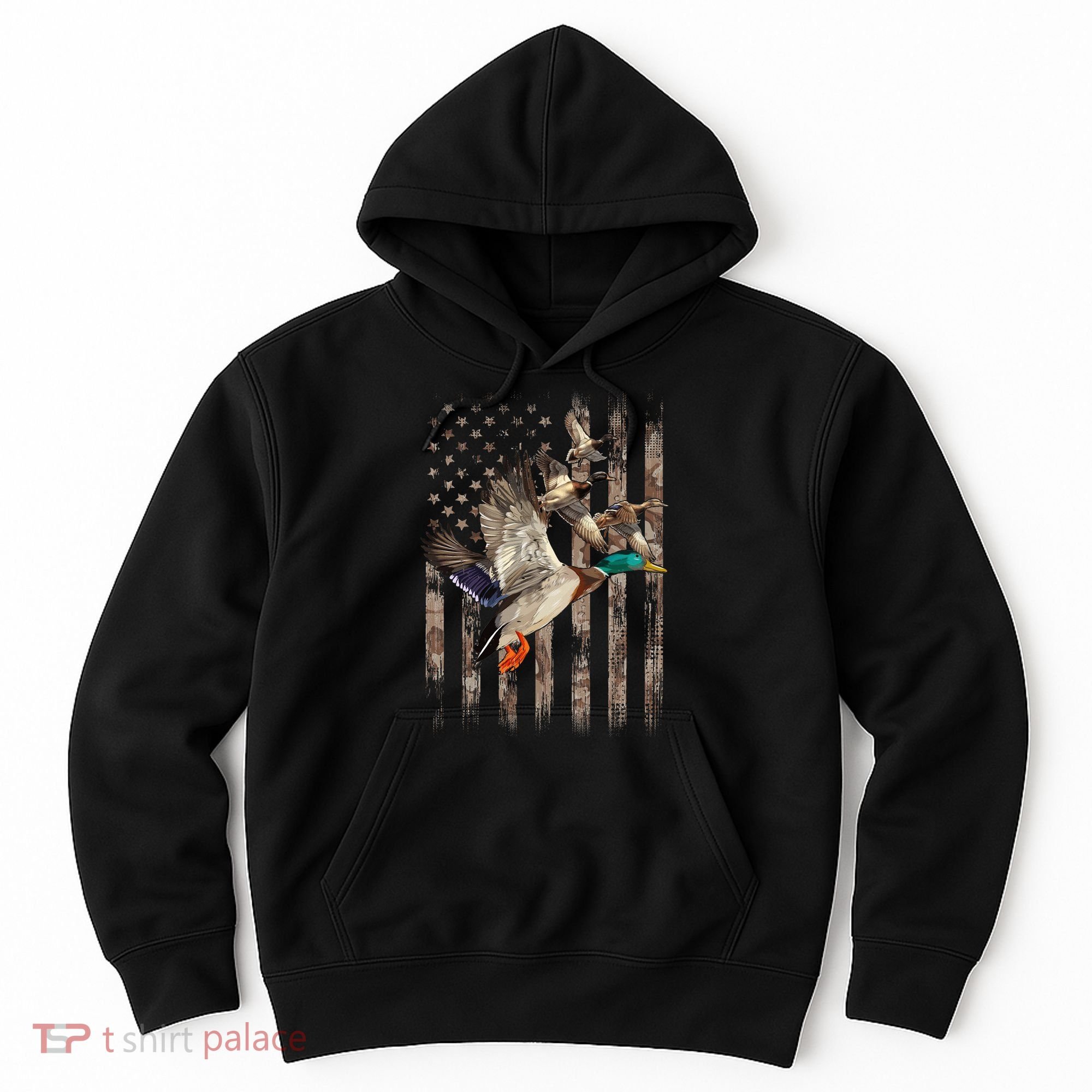 Duck Hunter American Flag Waterfowl Hunting Camouflage Hoodie