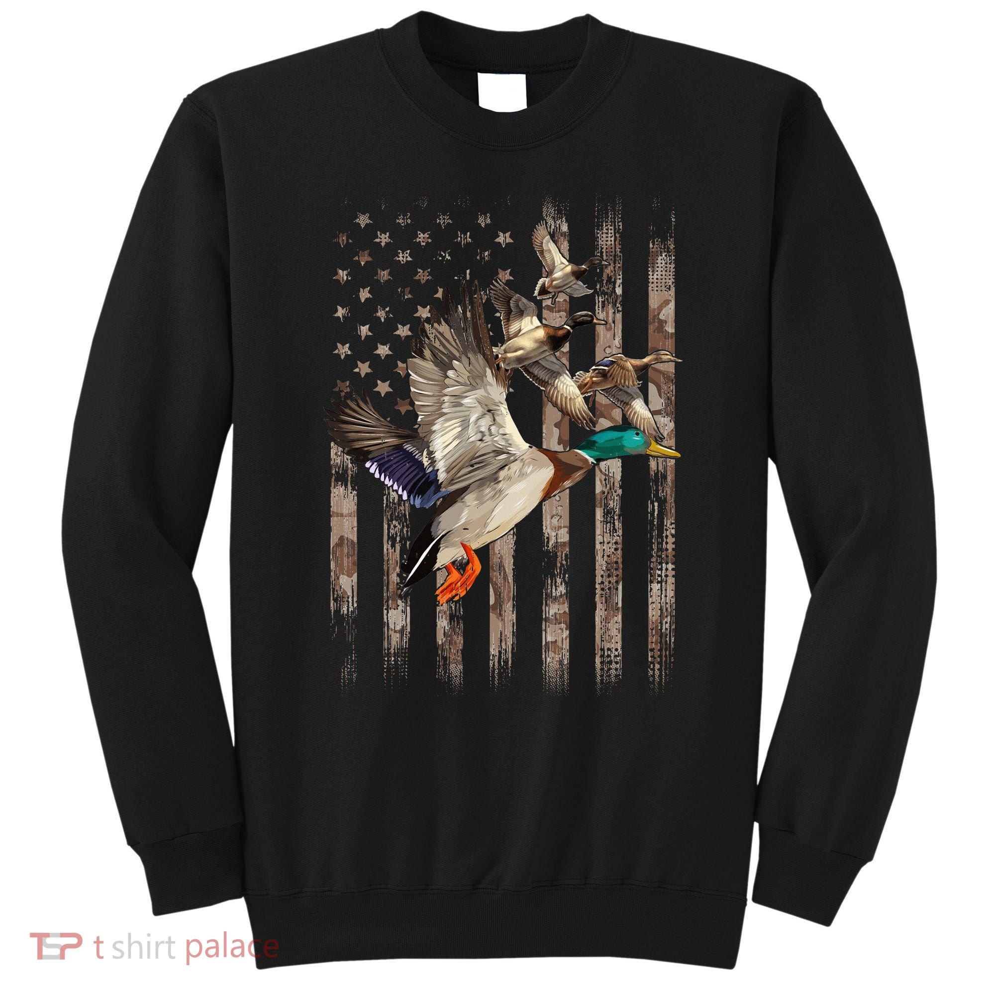 Duck Hunter American Flag Waterfowl Hunting Camouflage Sweatshirt