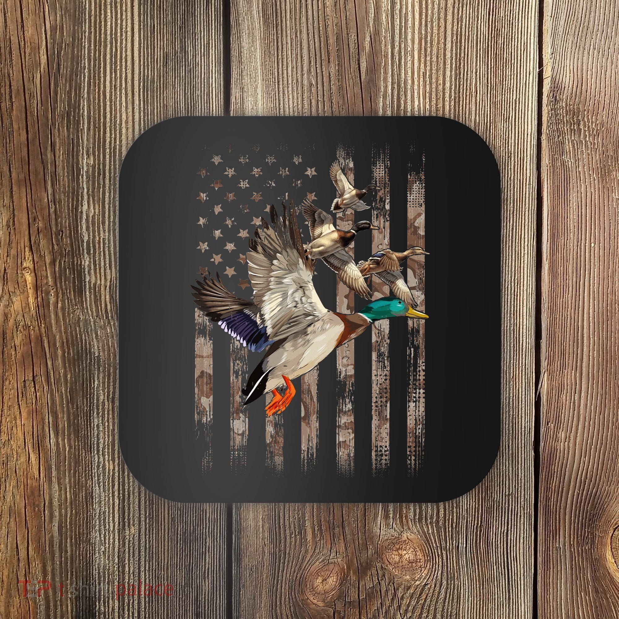 Duck Hunter American Flag Waterfowl Hunting Camouflage Coaster