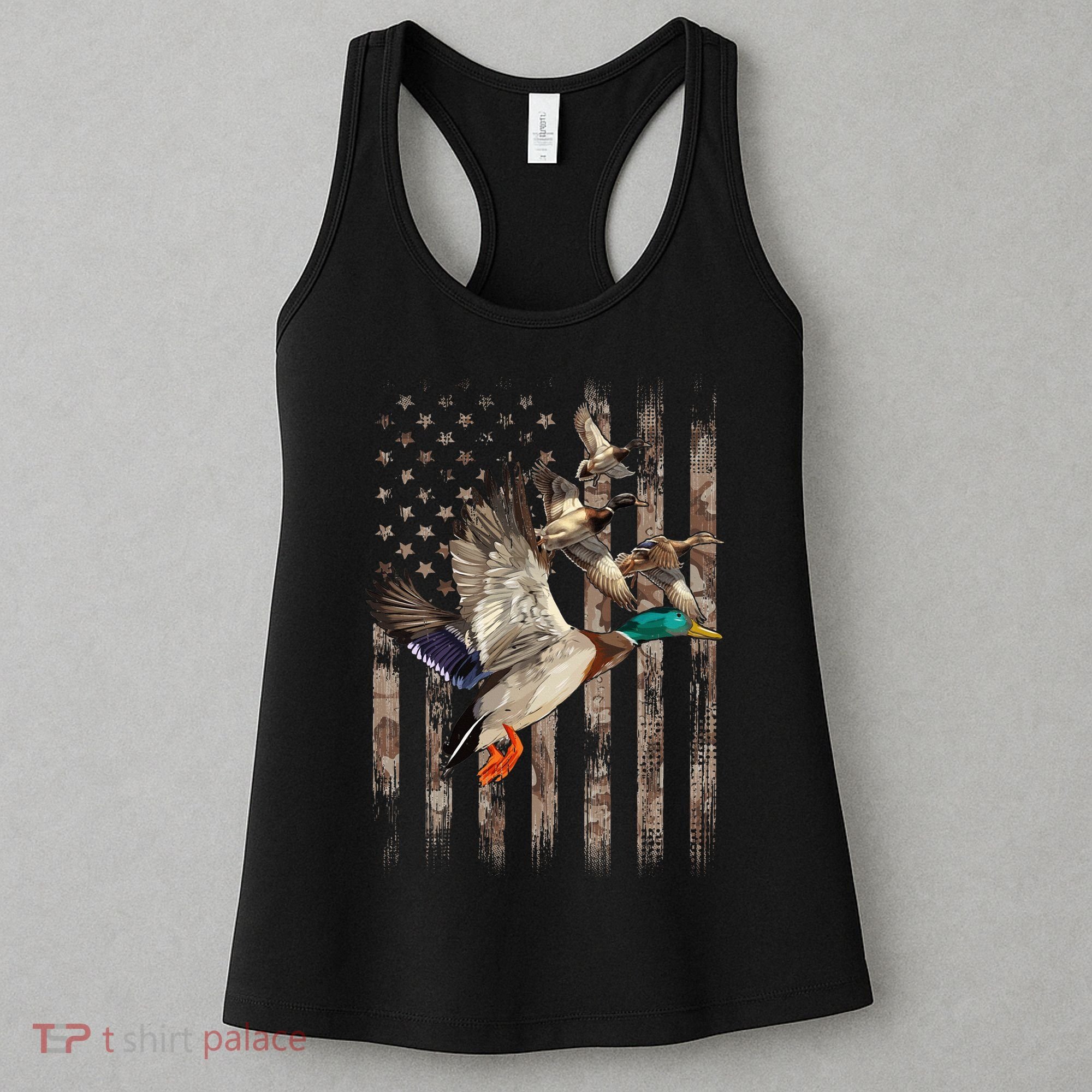 Duck Hunter American Flag Waterfowl Hunting Camouflage Women's Tank Top