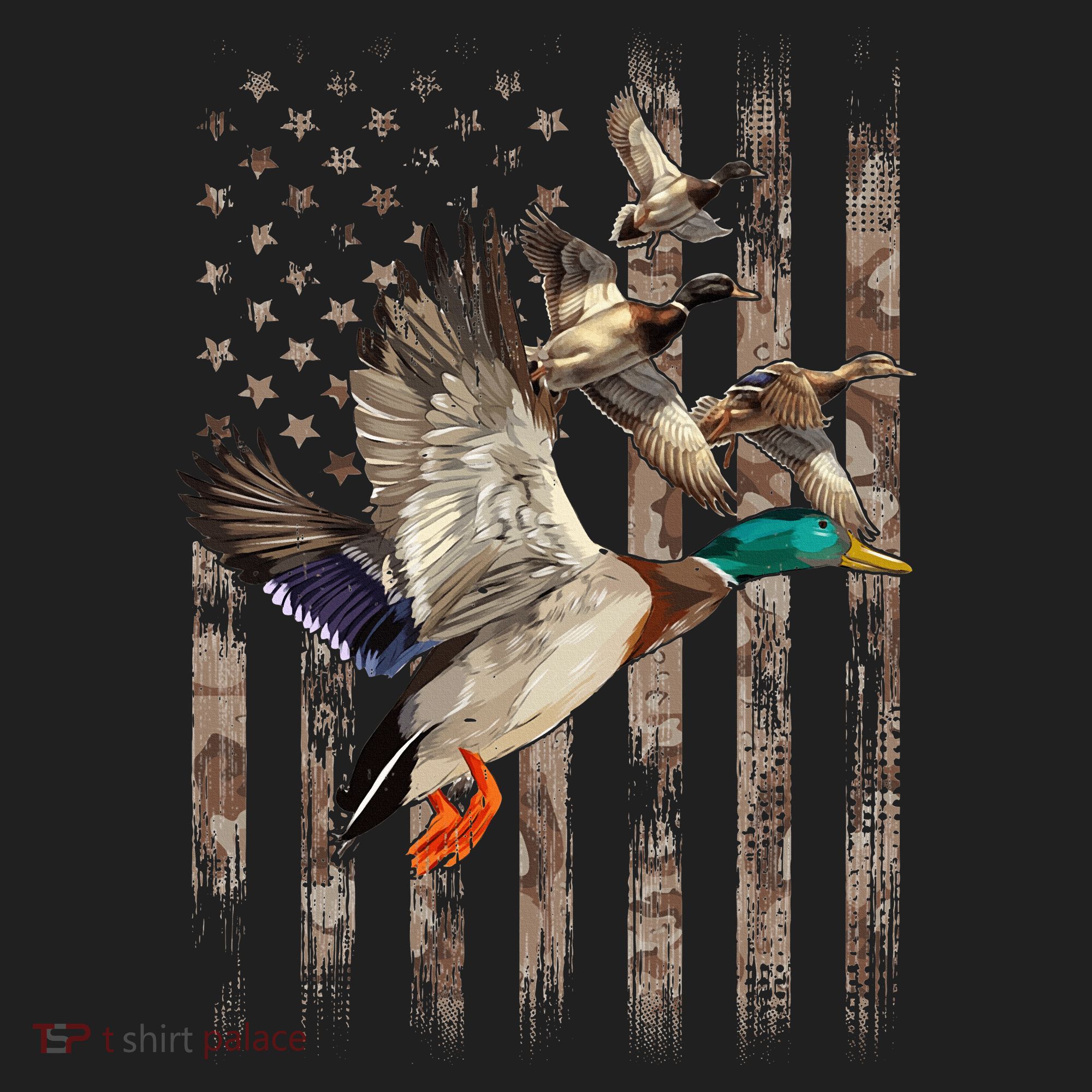 Duck Hunter American Flag Waterfowl Hunting Camouflage Hat