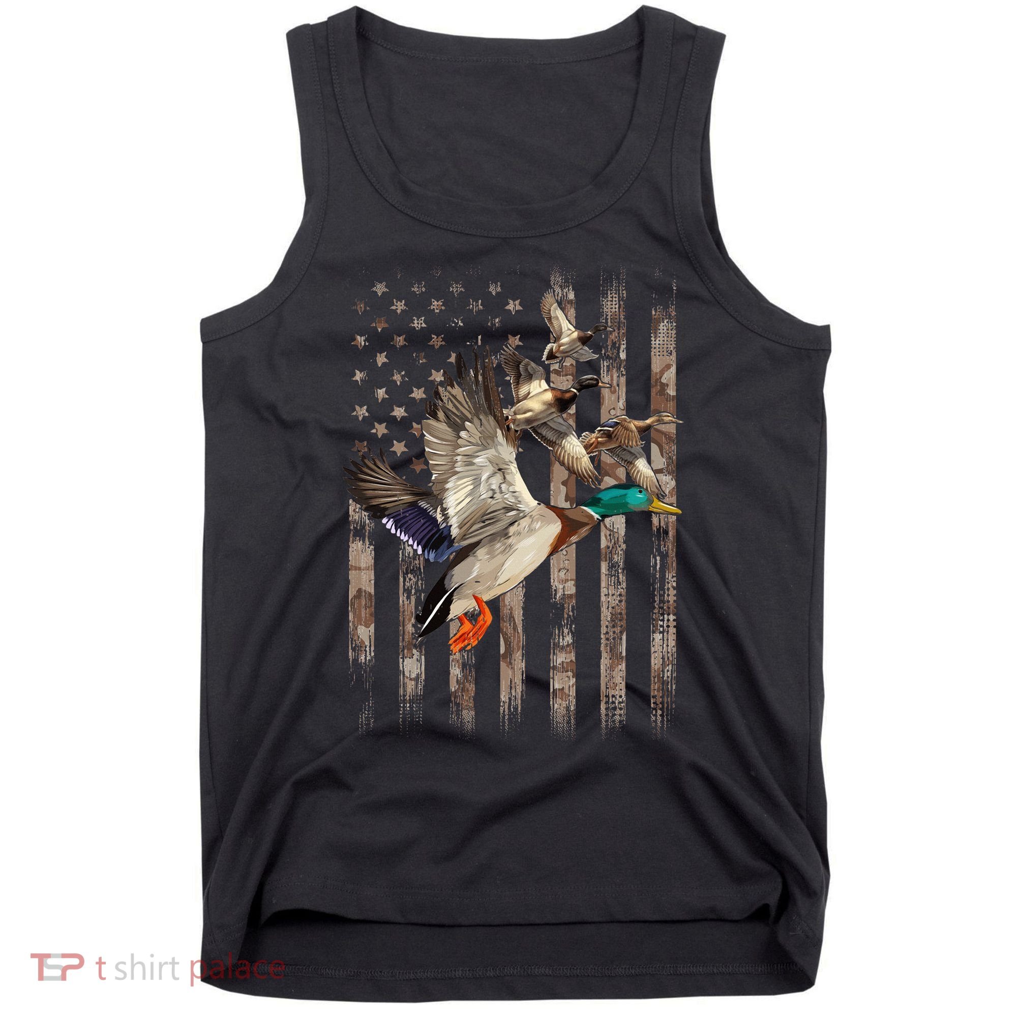 Duck Hunter American Flag Waterfowl Hunting Camouflage Tank Top