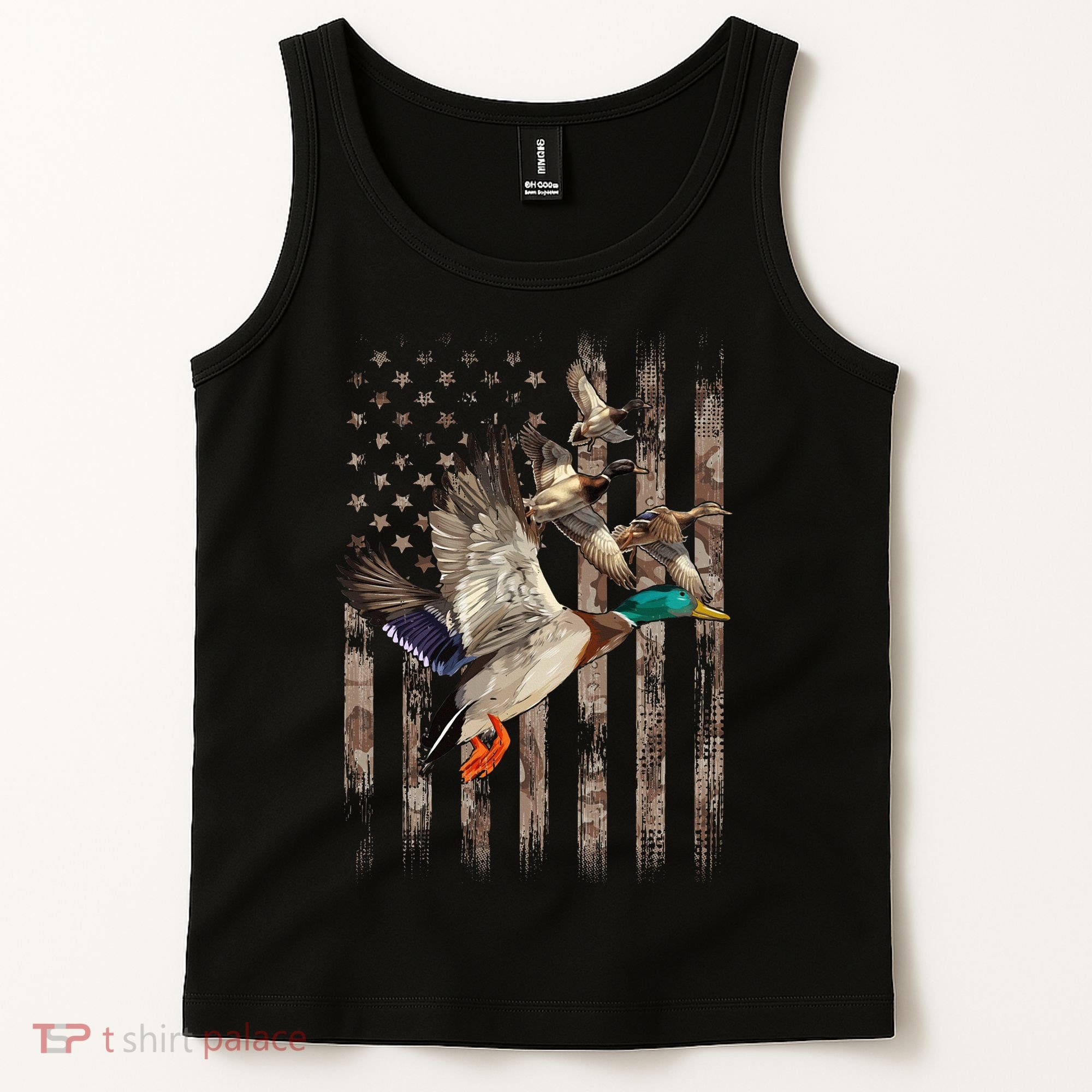 Duck Hunter American Flag Waterfowl Hunting Camouflage Tank Top