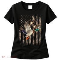 Duck Hunter American Flag Waterfowl Hunting Camouflage Women's T-Shirt thumb 0