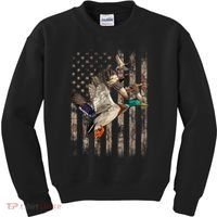 Duck Hunter American Flag Waterfowl Hunting Camouflage Kids Sweatshirt thumb 0