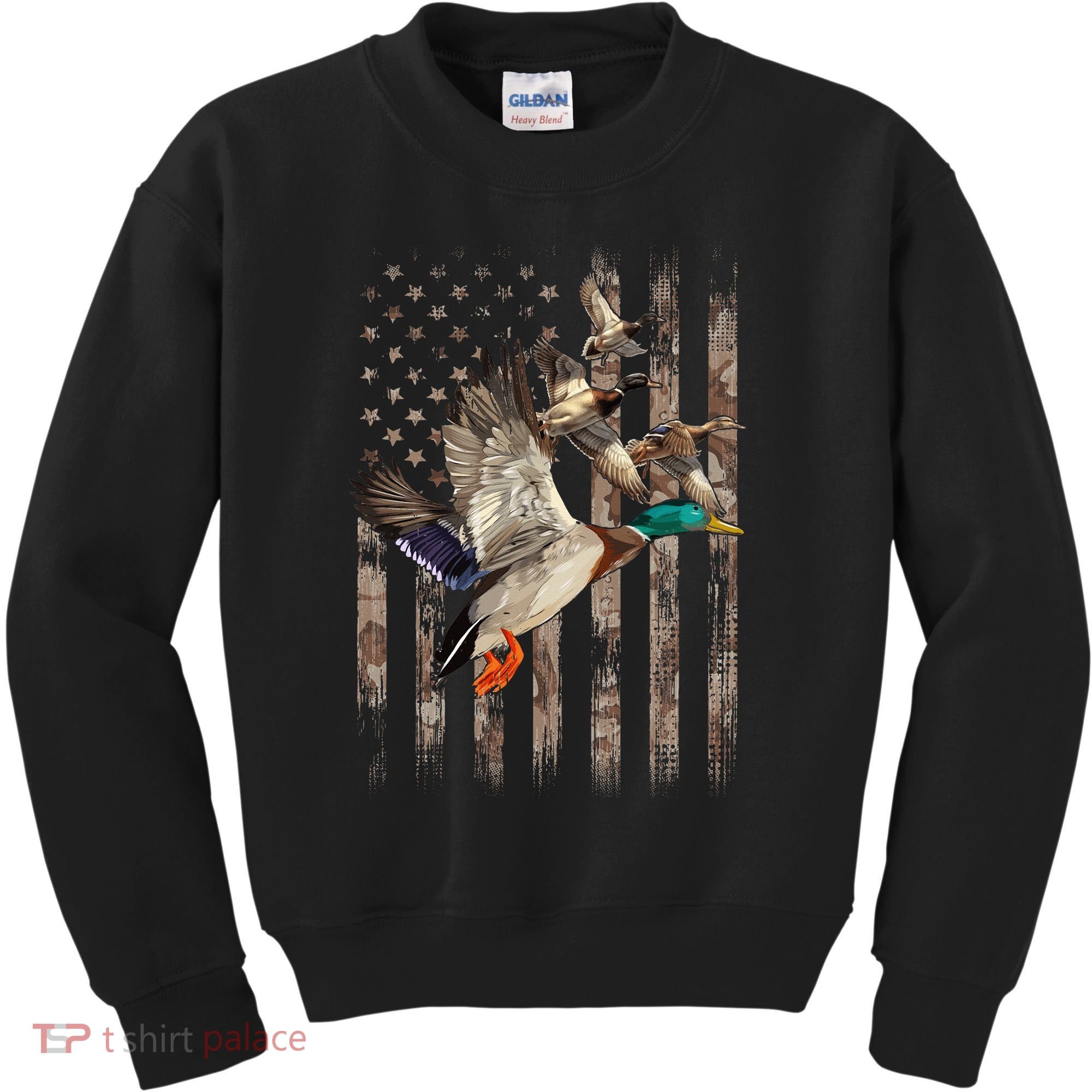 Duck Hunter American Flag Waterfowl Hunting Camouflage Kids Sweatshirt