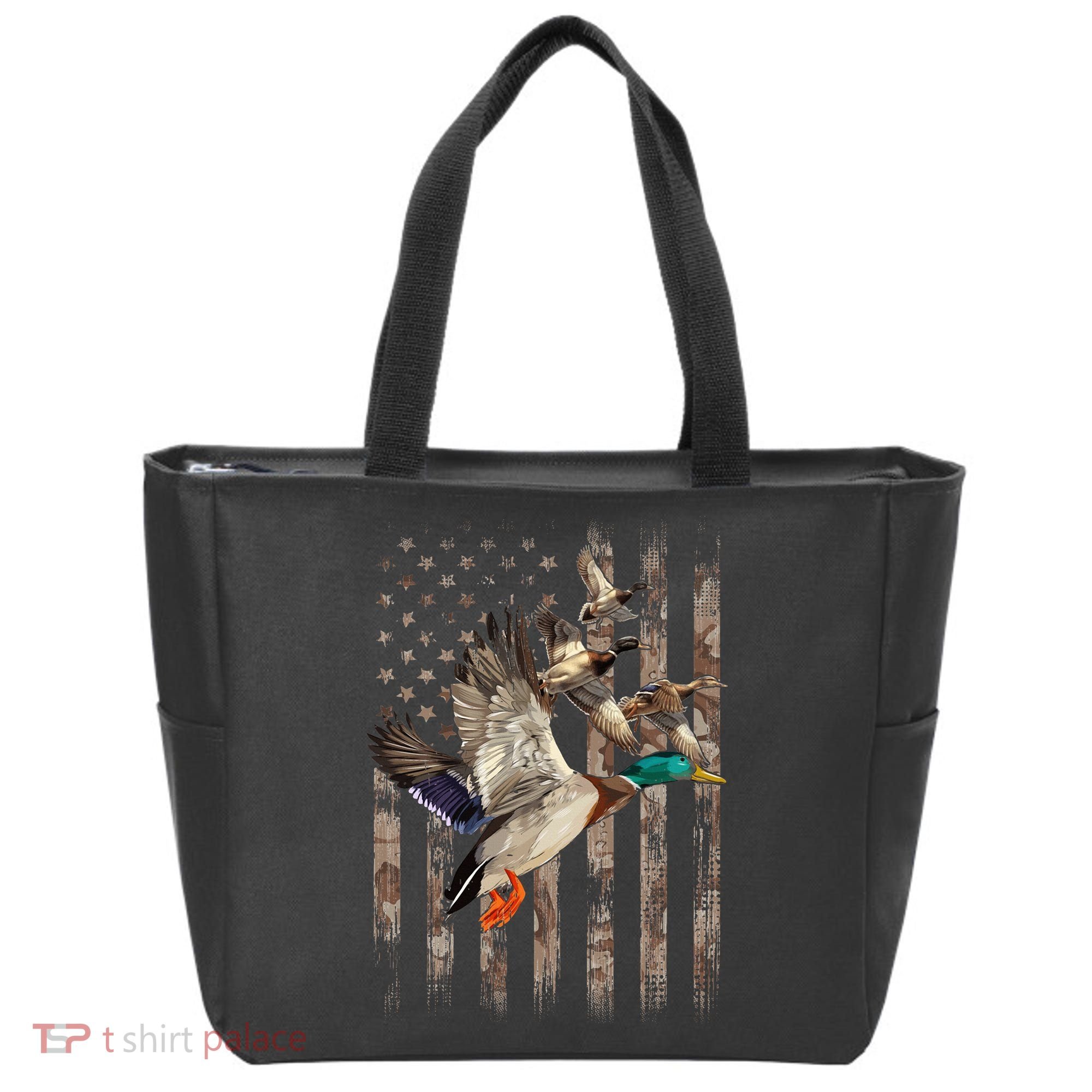Duck Hunter American Flag Waterfowl Hunting Camouflage Tote Bag
