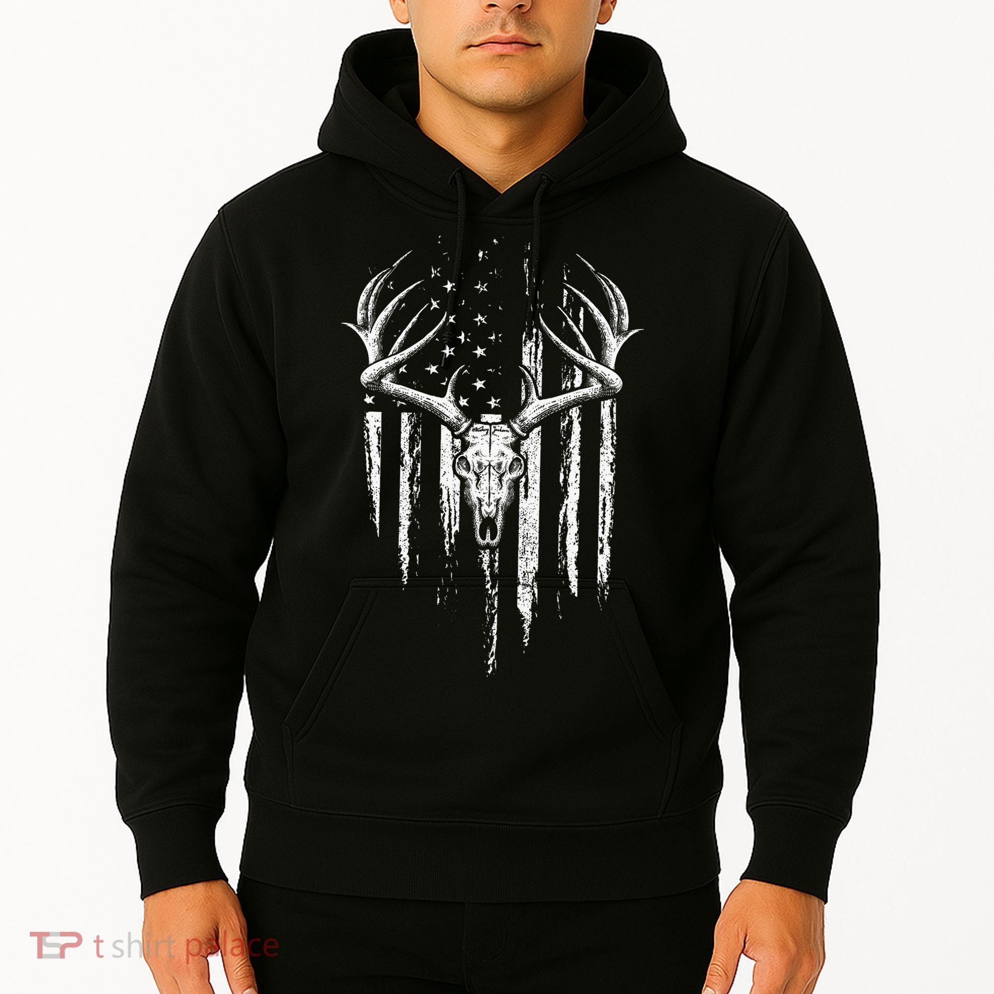 Deer Hunting American Flag Bowhunting Whitetail Bow Hunter Hoodie