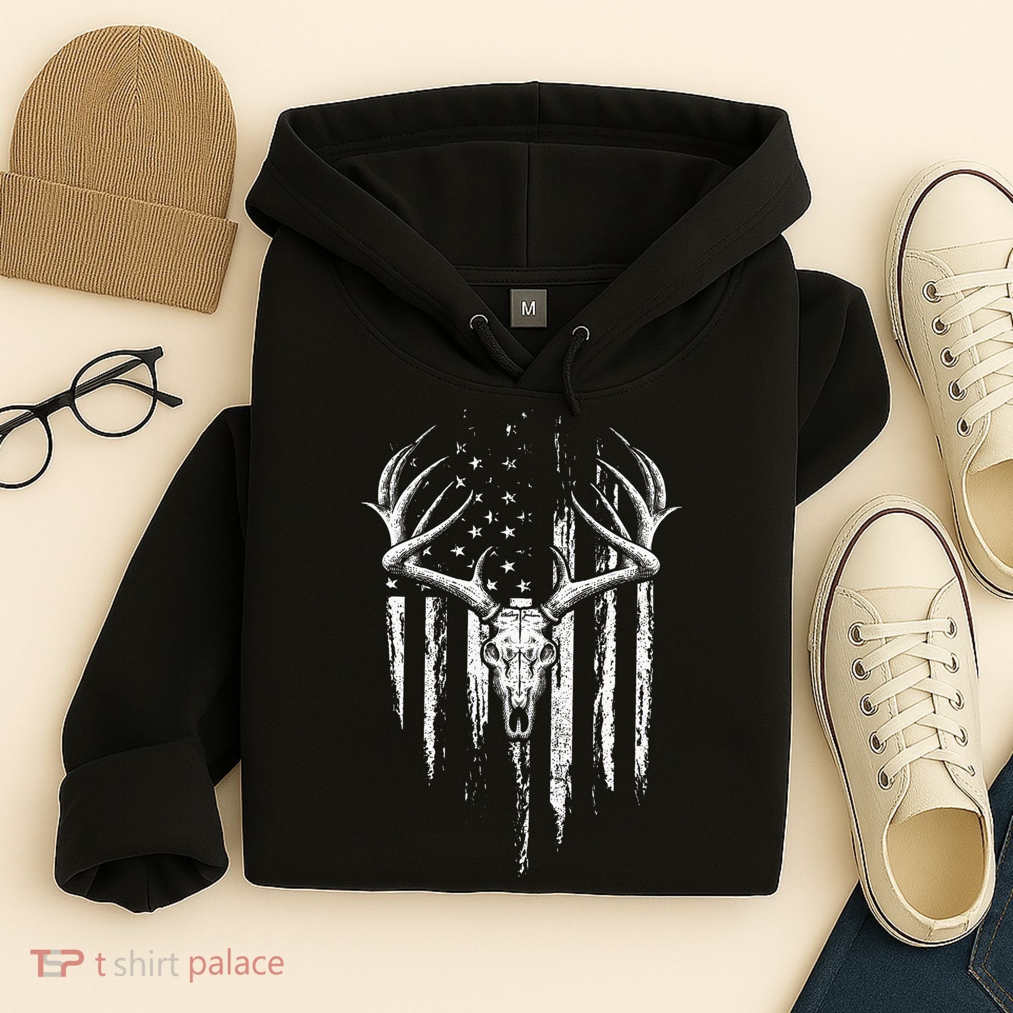 Deer Hunting American Flag Bowhunting Whitetail Bow Hunter Hoodie