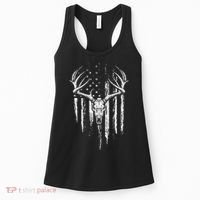 Deer Hunting American Flag Bowhunting Whitetail Bow Hunter Women's Tank Top thumb 0