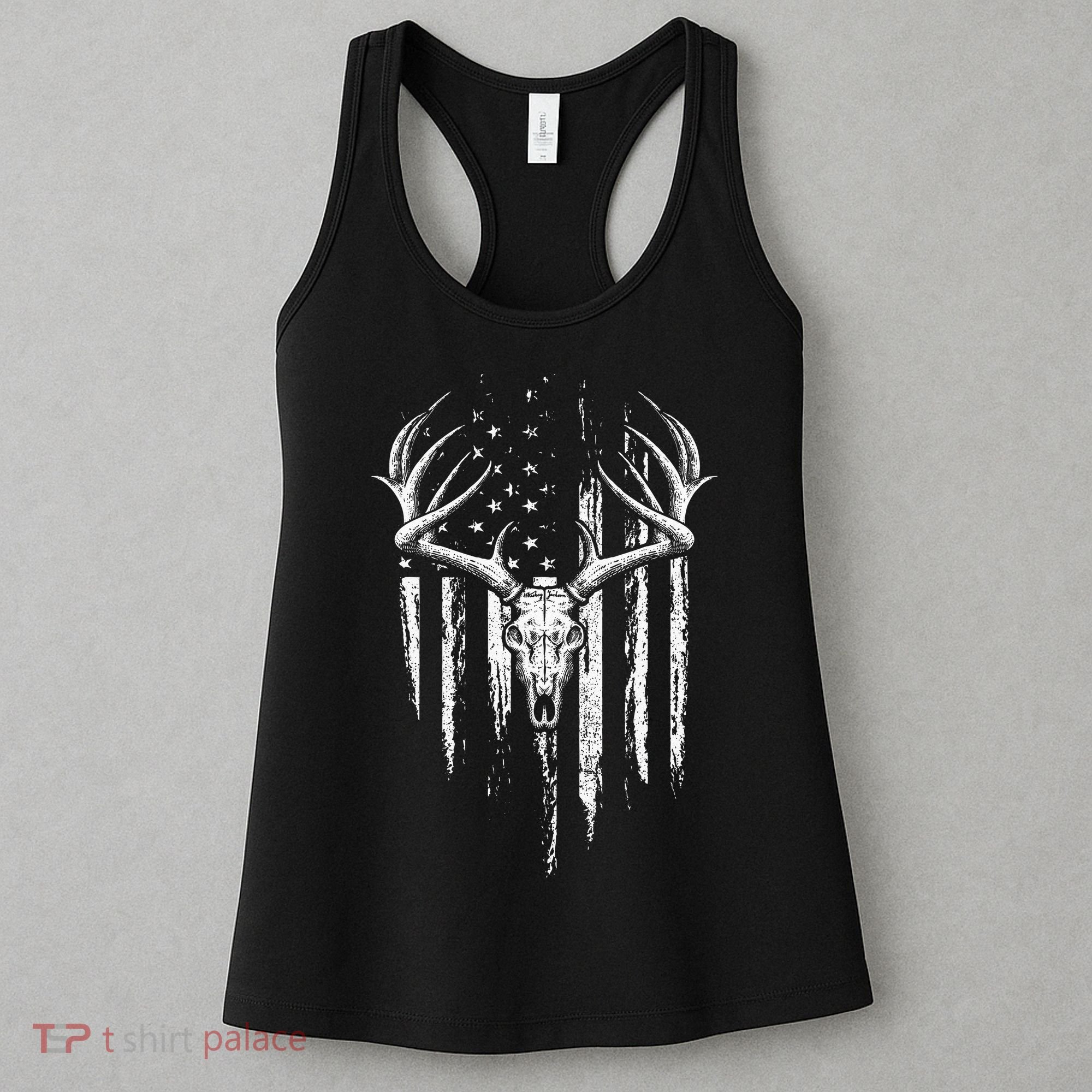 Deer Hunting American Flag Bowhunting Whitetail Bow Hunter Women's Tank Top