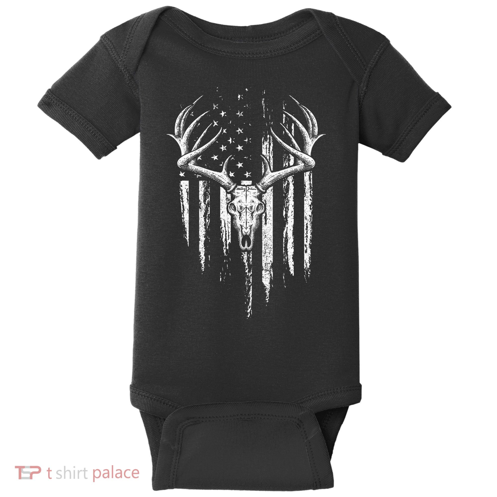 Deer Hunting American Flag Bowhunting Whitetail Bow Hunter Baby Bodysuit
