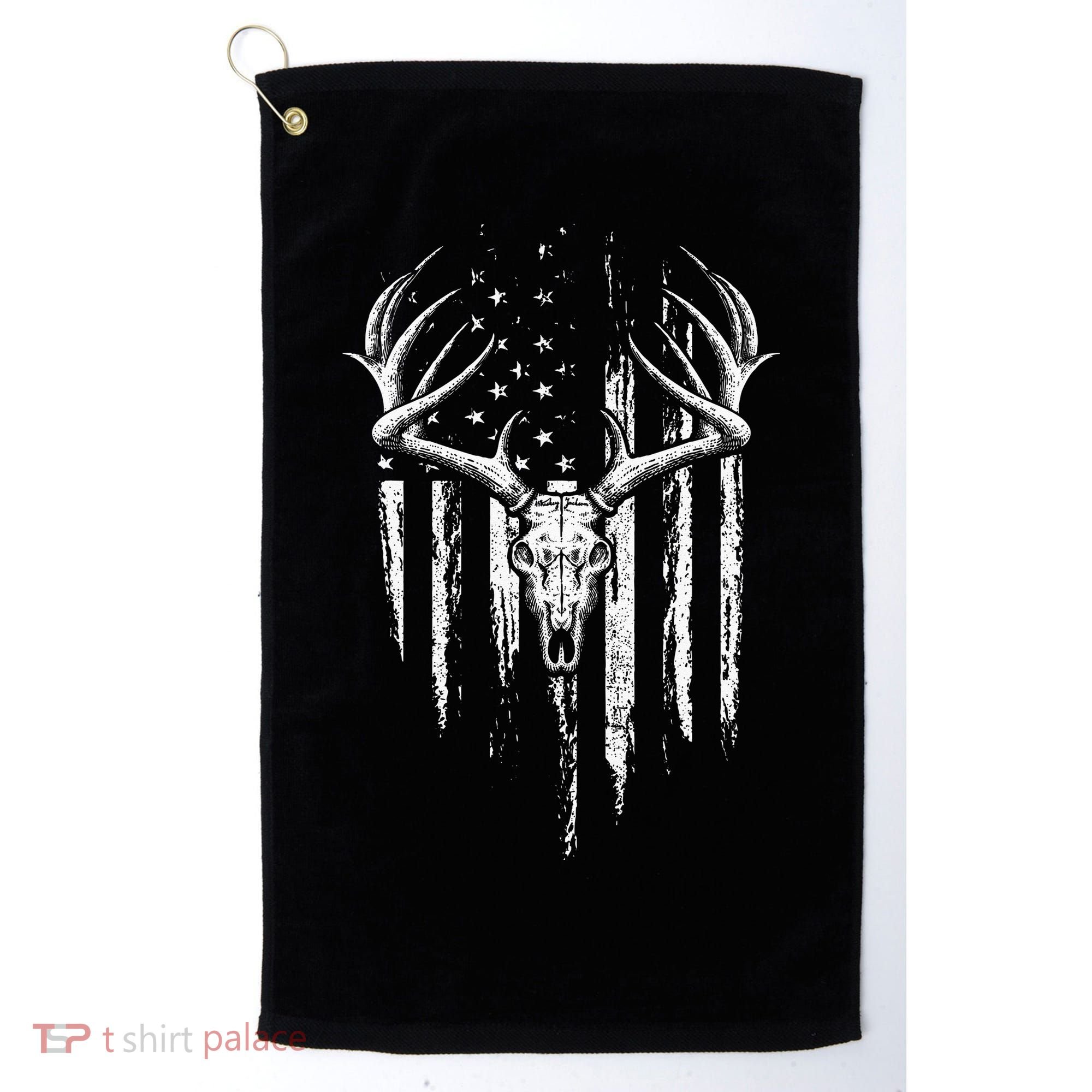 Deer Hunting American Flag Bowhunting Whitetail Bow Hunter Golf Towel