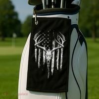 Deer Hunting American Flag Bowhunting Whitetail Bow Hunter Golf Towel thumb 2