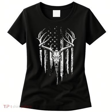 Deer Hunting American Flag Bowhunting Whitetail Bow Hunter Women's T-Shirt