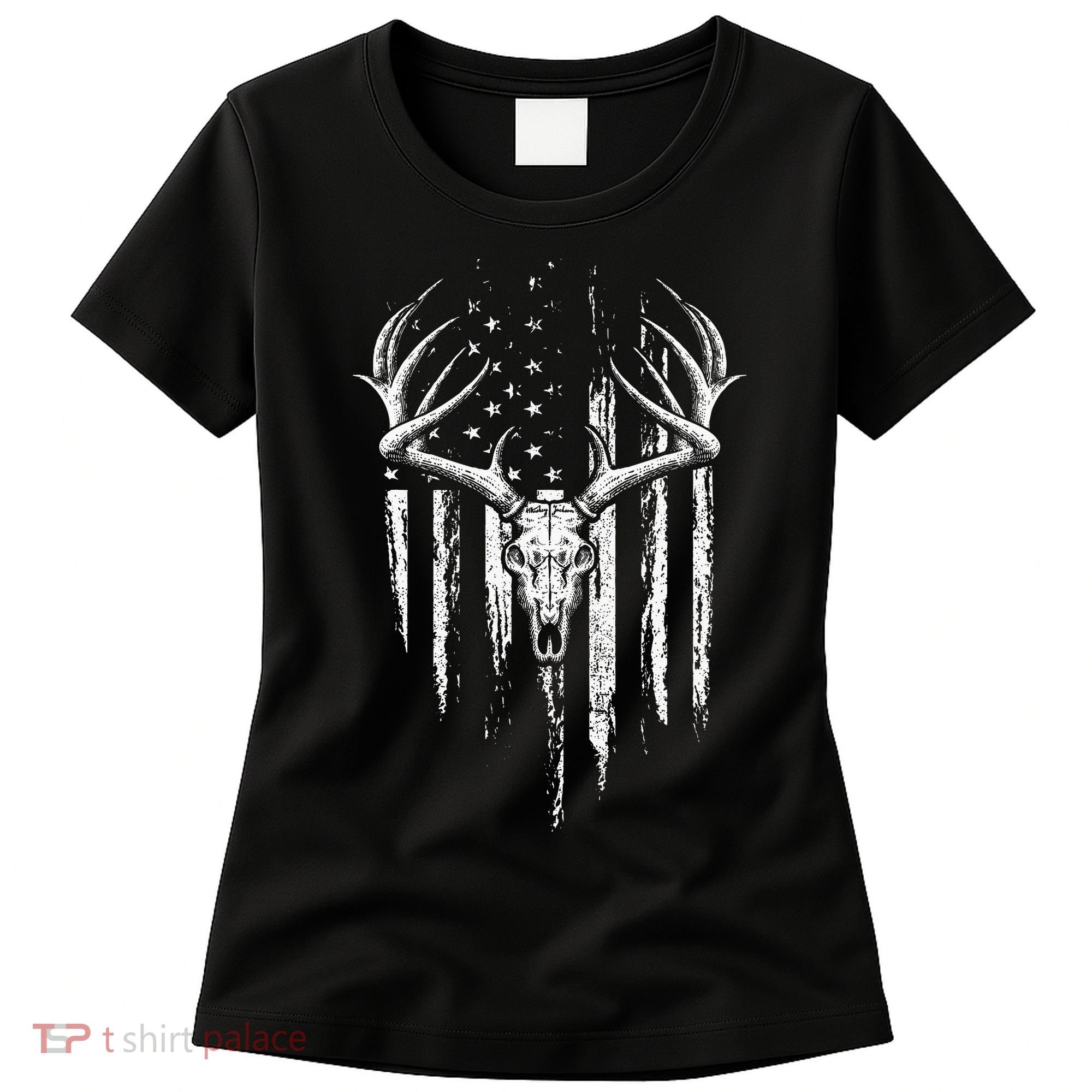 Deer Hunting American Flag Bowhunting Whitetail Bow Hunter Women's T-Shirt
