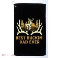 Deer Hunting Best Buckin Dad Ever Hunting Fathers Day Gift Golf Towel thumb 0
