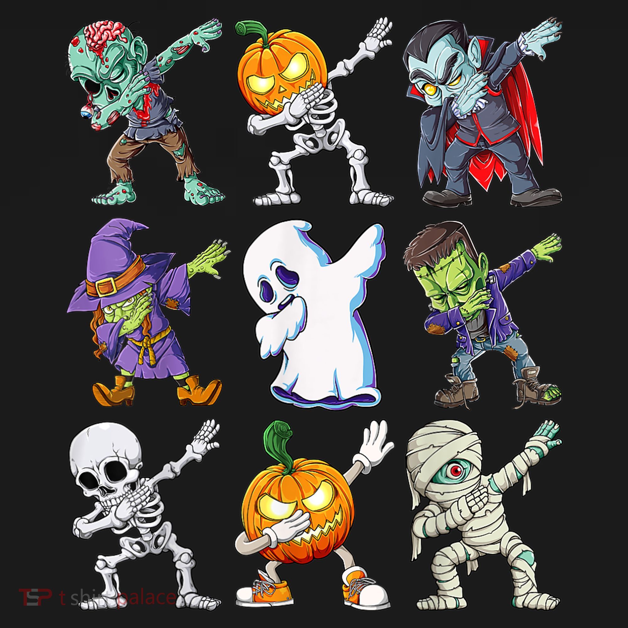 Dabbing Halloween Boys Skeleton Zombie Scary Pumpkin Mummy T-Shirt