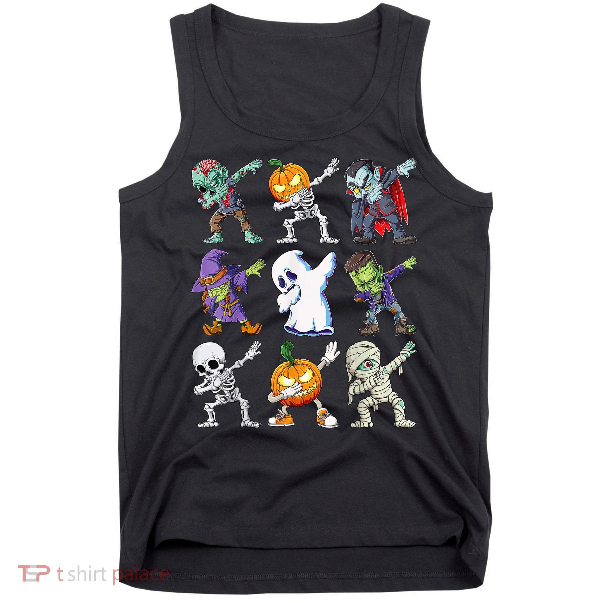 Dabbing Halloween Boys Skeleton Zombie Scary Pumpkin Mummy Tank Top