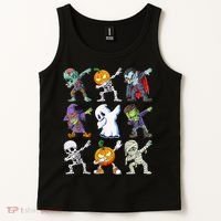 Dabbing Halloween Boys Skeleton Zombie Scary Pumpkin Mummy Tank Top thumb 2