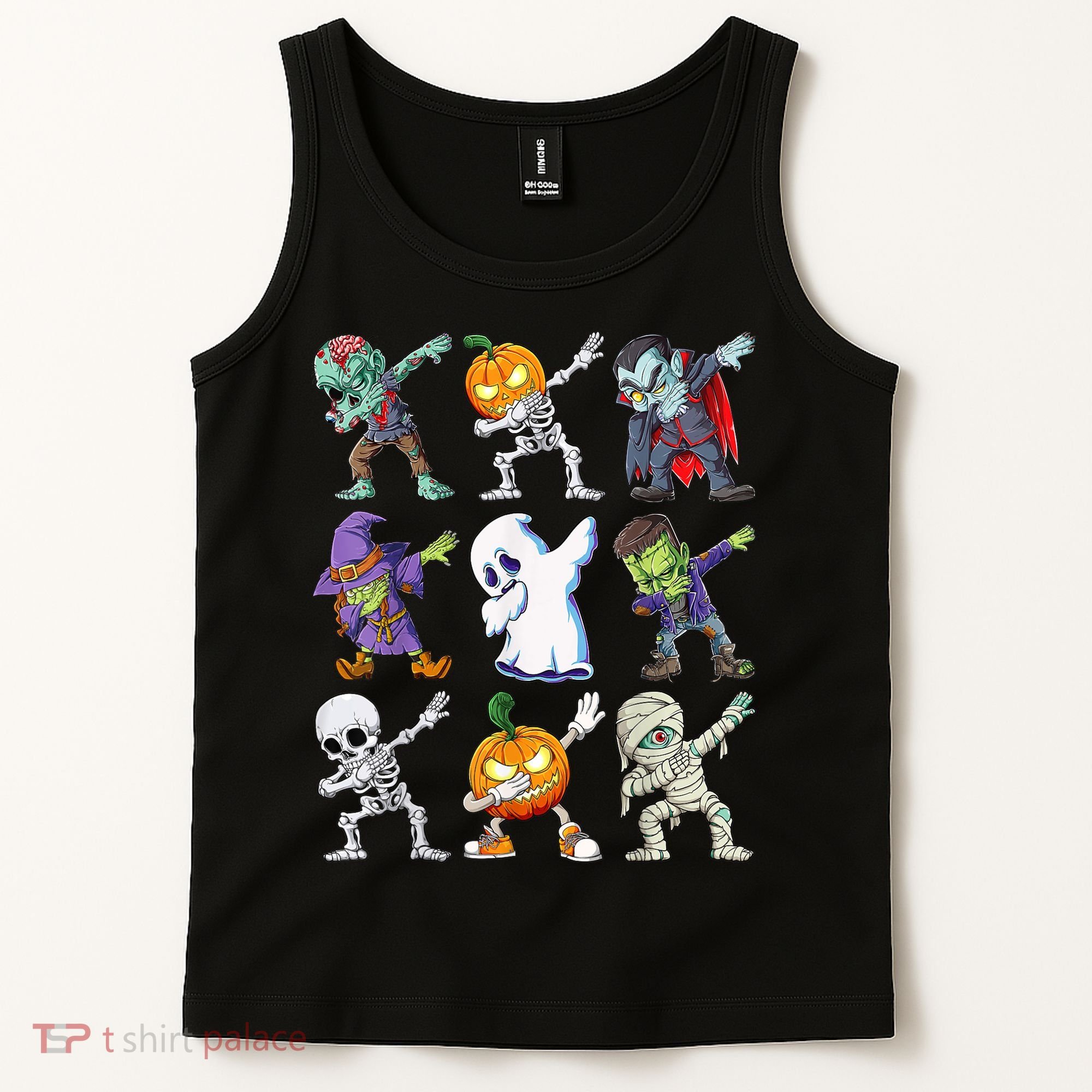 Dabbing Halloween Boys Skeleton Zombie Scary Pumpkin Mummy Tank Top