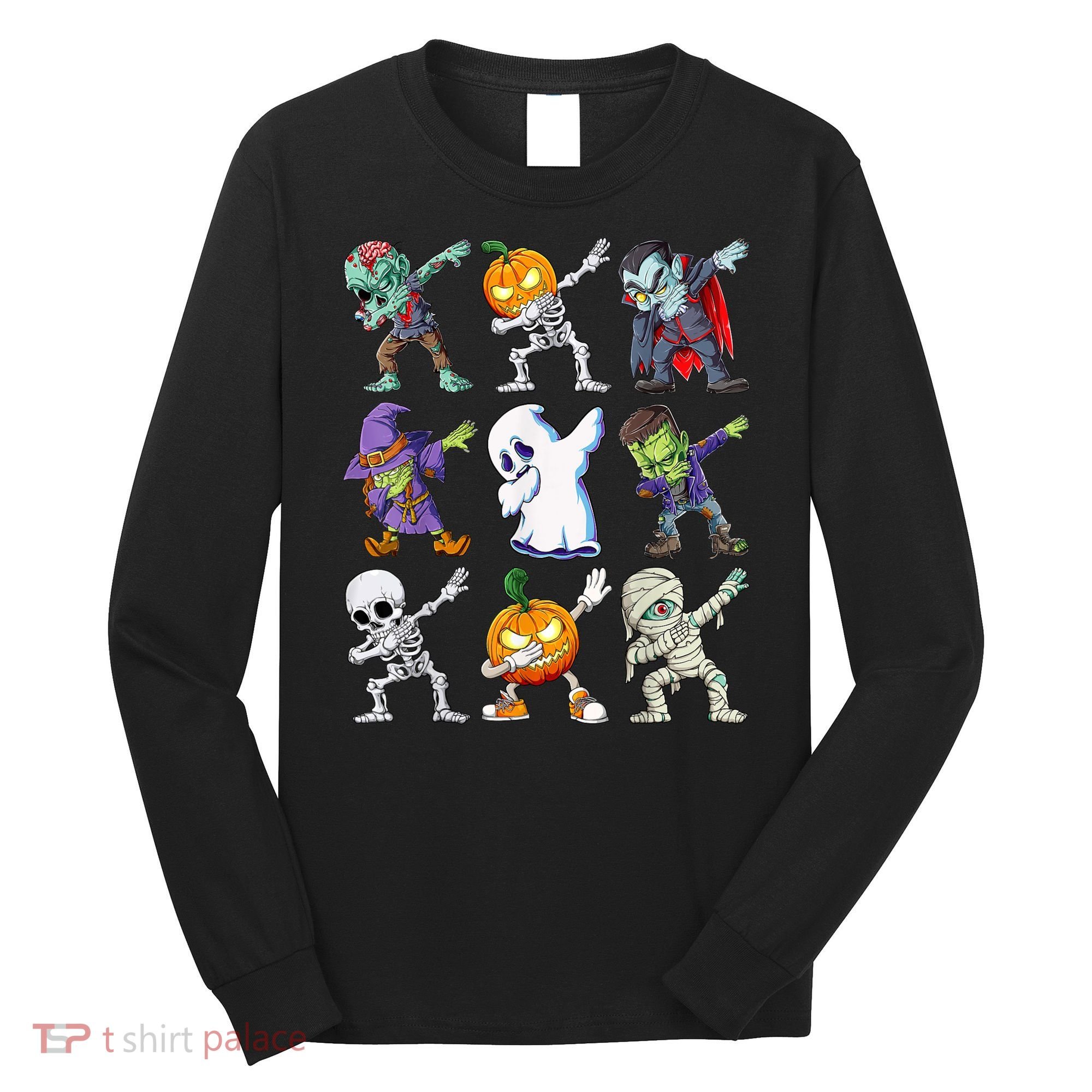 Dabbing Halloween Boys Skeleton Zombie Scary Pumpkin Mummy Long Sleeve Shirt