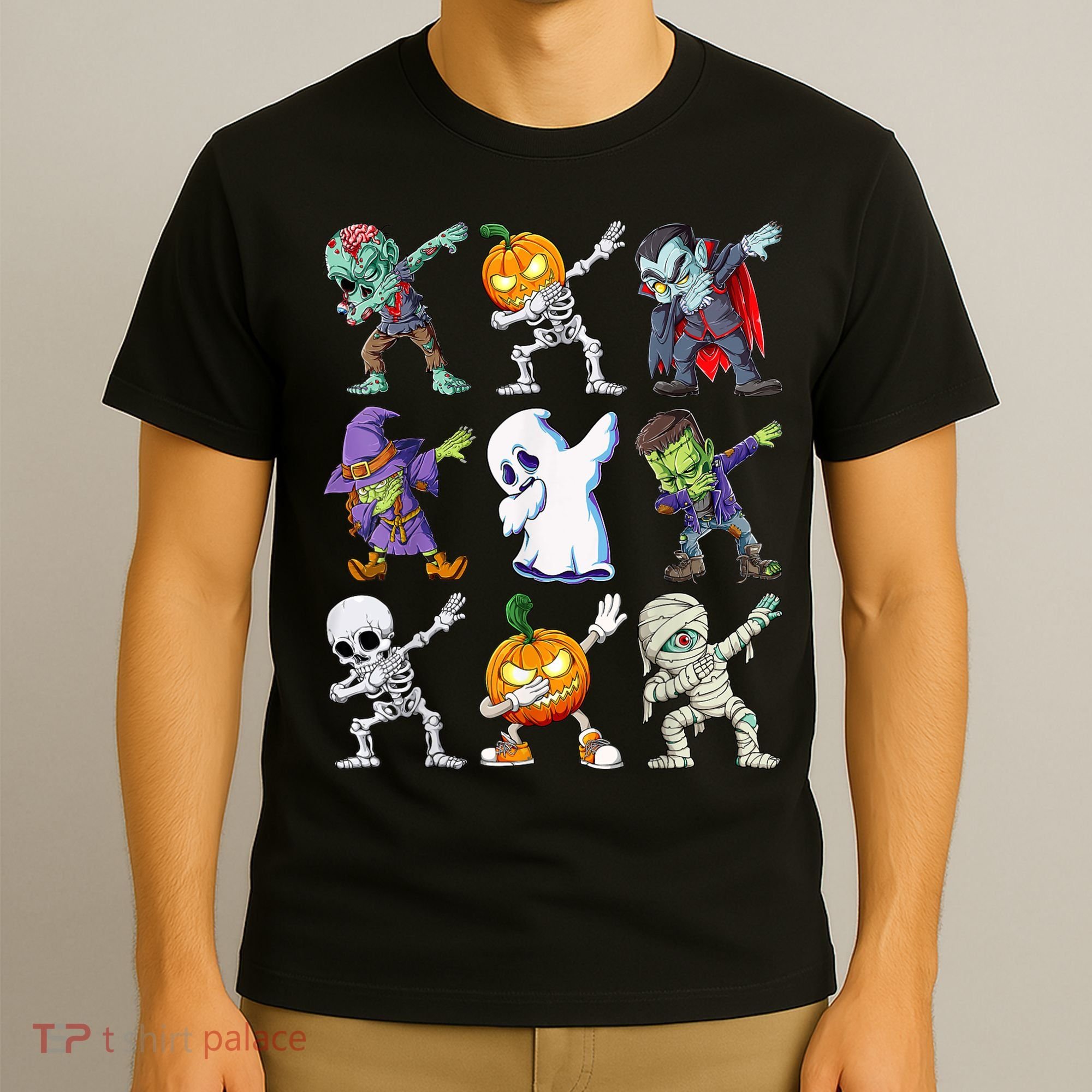 Dabbing Halloween Boys Skeleton Zombie Scary Pumpkin Mummy T-Shirt