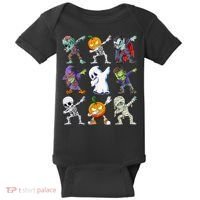Dabbing Halloween Boys Skeleton Zombie Scary Pumpkin Mummy Baby Bodysuit thumb 0