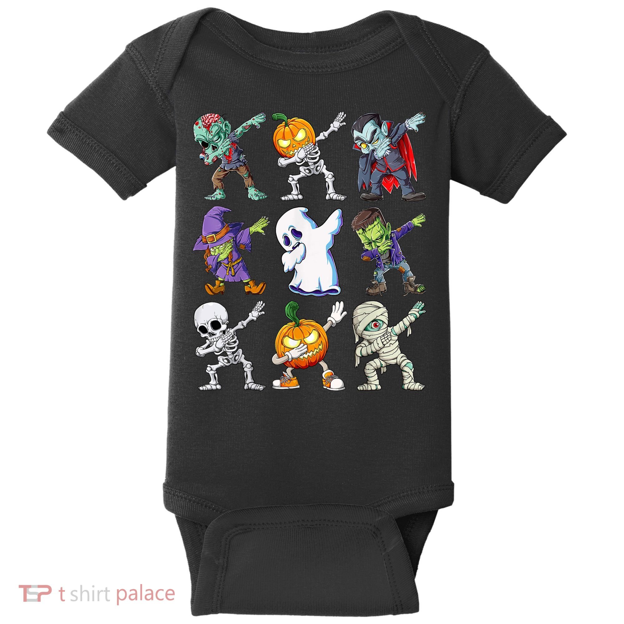 Dabbing Halloween Boys Skeleton Zombie Scary Pumpkin Mummy Baby Bodysuit