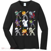 Dabbing Halloween Boys Skeleton Zombie Scary Pumpkin Mummy Women's Long Sleeve Shirt thumb 0