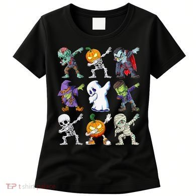 Dabbing Halloween Boys Skeleton Zombie Scary Pumpkin Mummy Women's T-Shirt