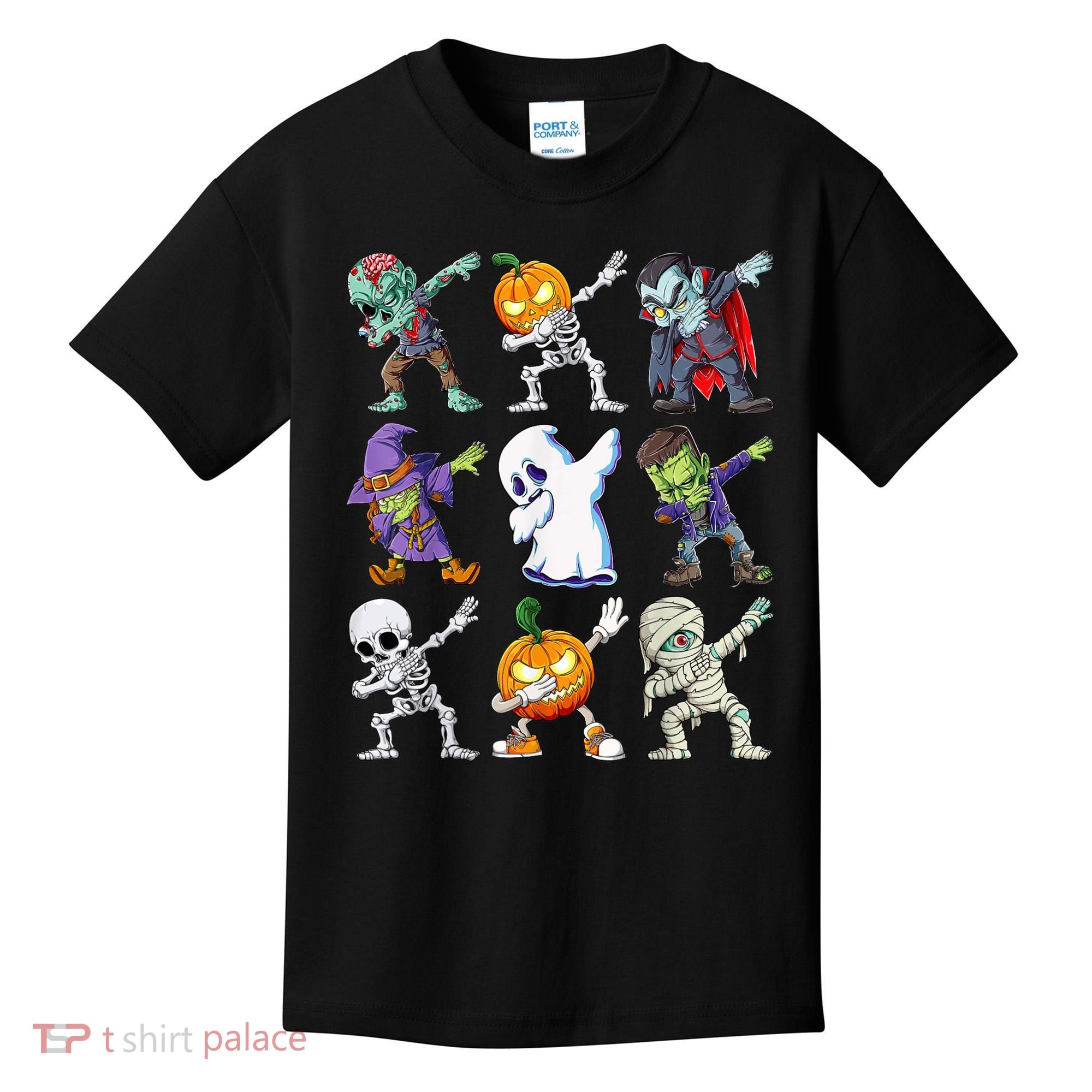 Dabbing Halloween Boys Skeleton Zombie Scary Pumpkin Mummy Kids T-Shirt