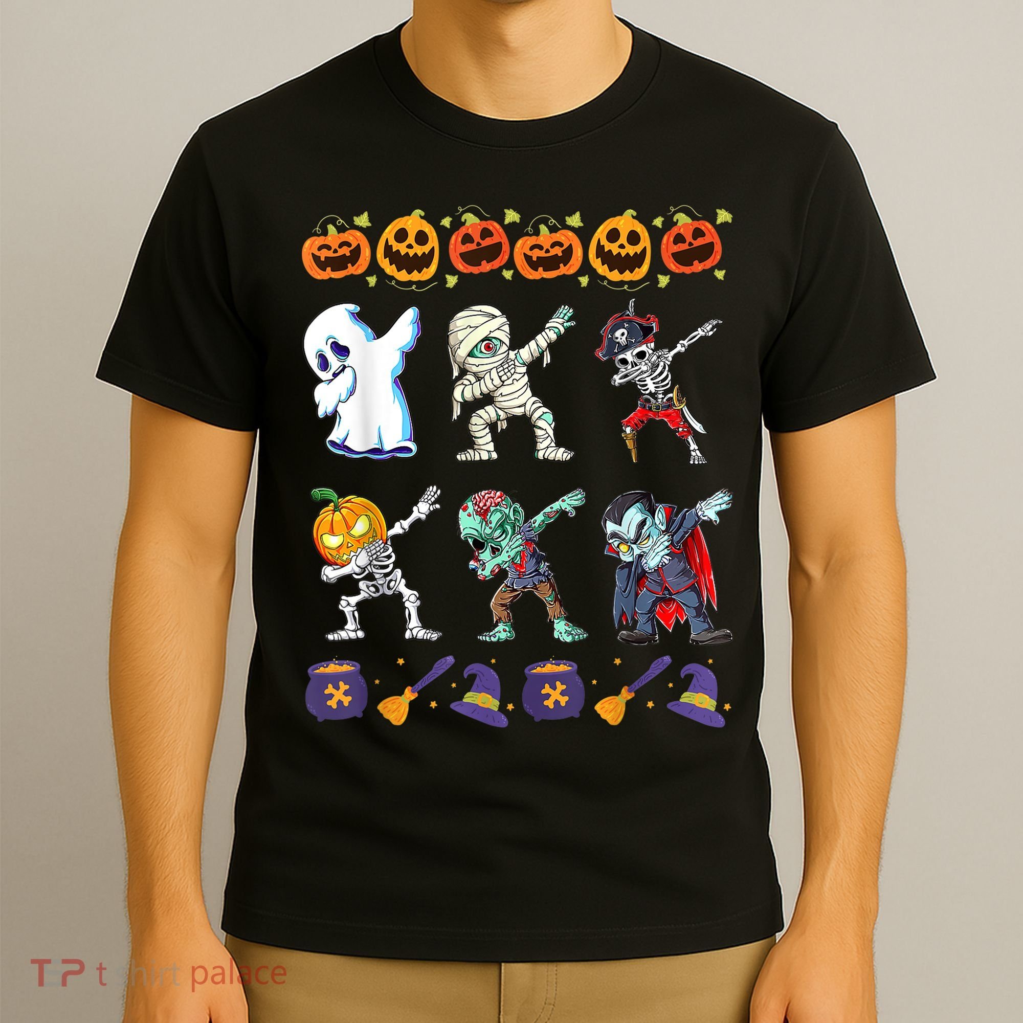 Dabbing Halloween Boys Skeleton Zombie Scary Pumpkin Mummy T-Shirt