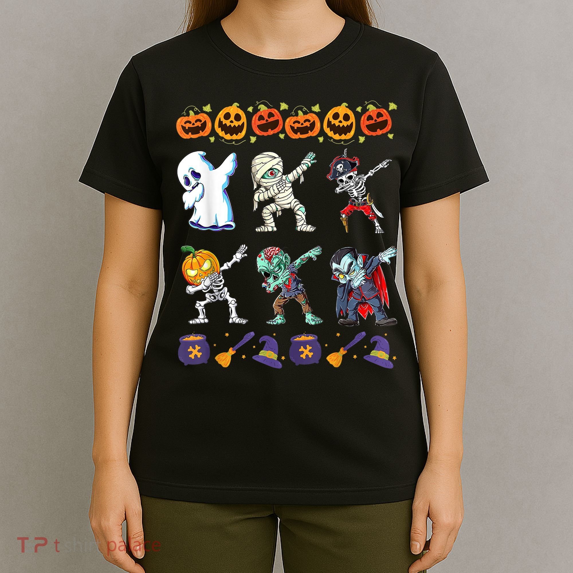 Dabbing Halloween Boys Skeleton Zombie Scary Pumpkin Mummy T-Shirt