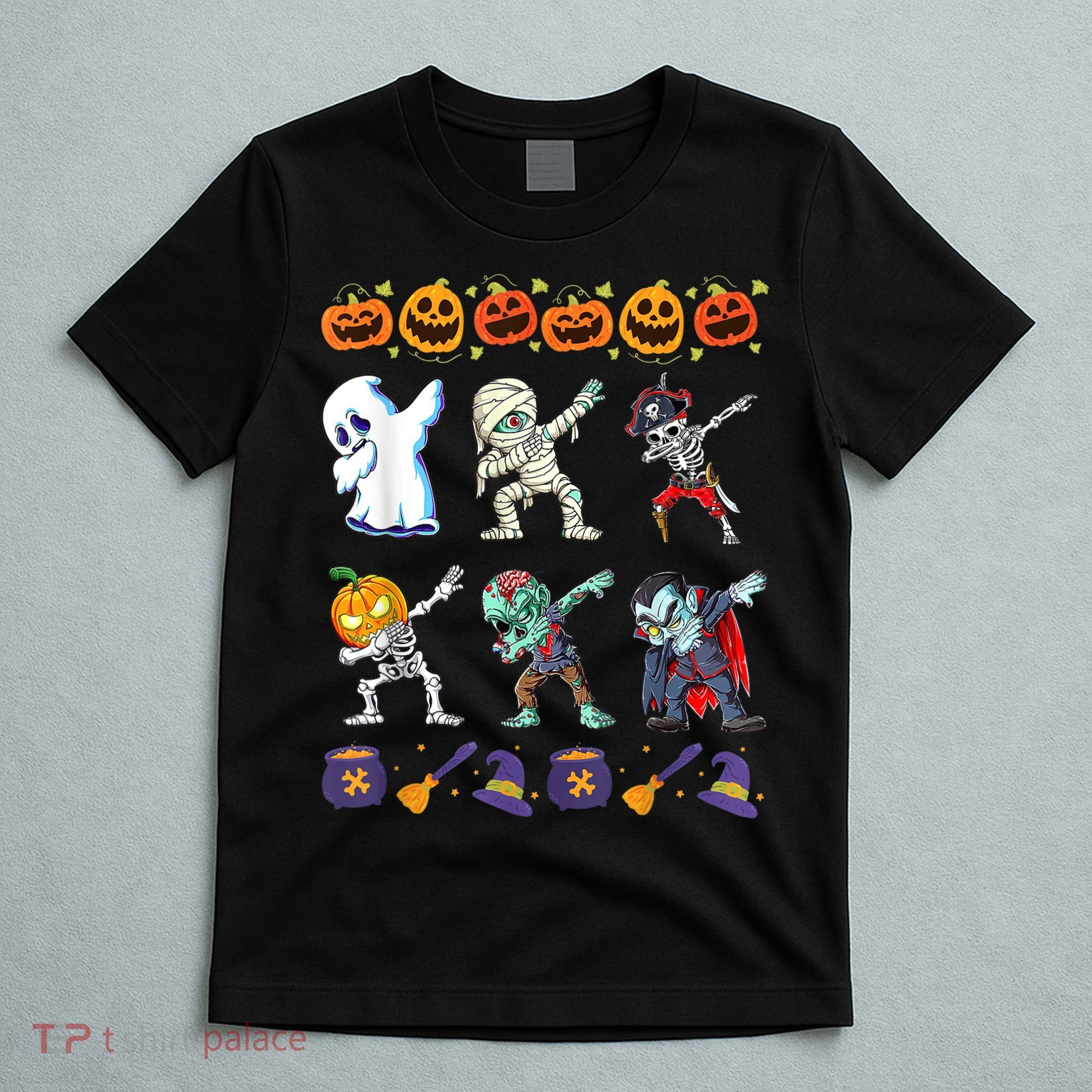 Dabbing Halloween Boys Skeleton Zombie Scary Pumpkin Mummy T-Shirt