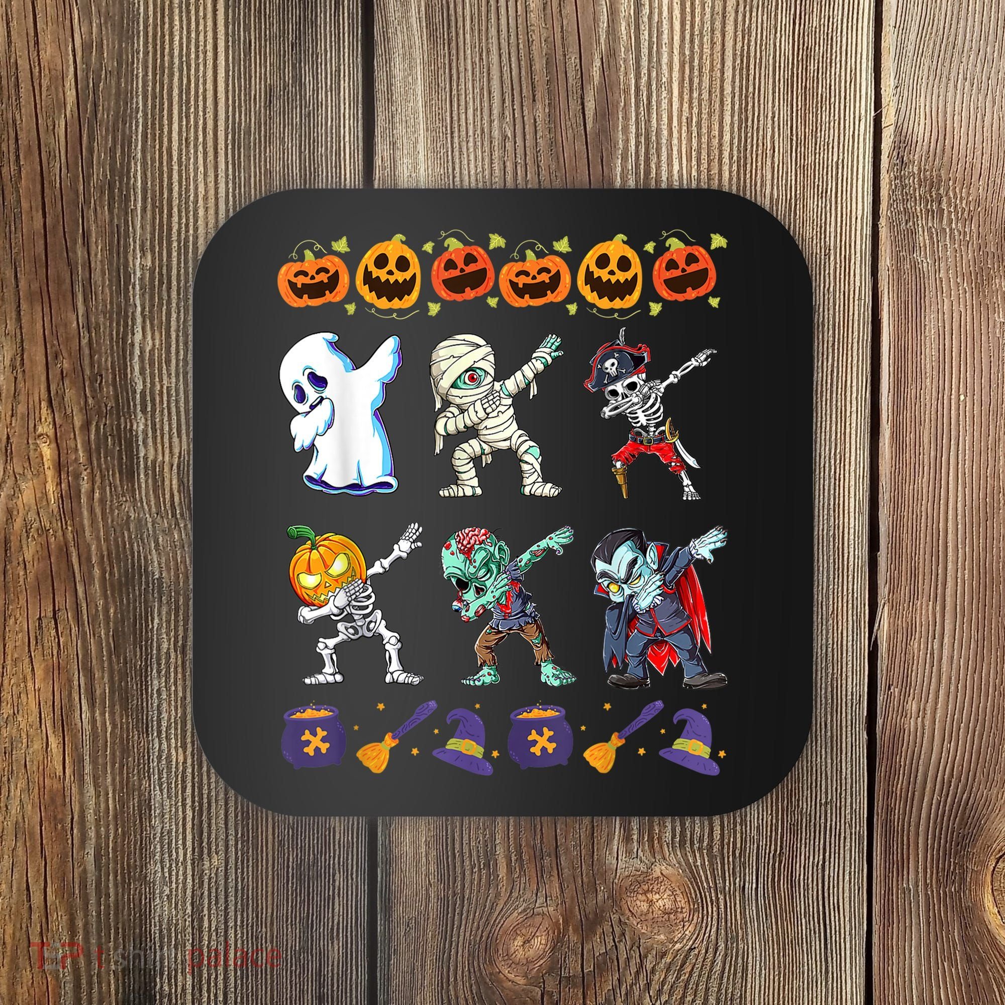 Dabbing Halloween Boys Skeleton Zombie Scary Pumpkin Mummy Coaster