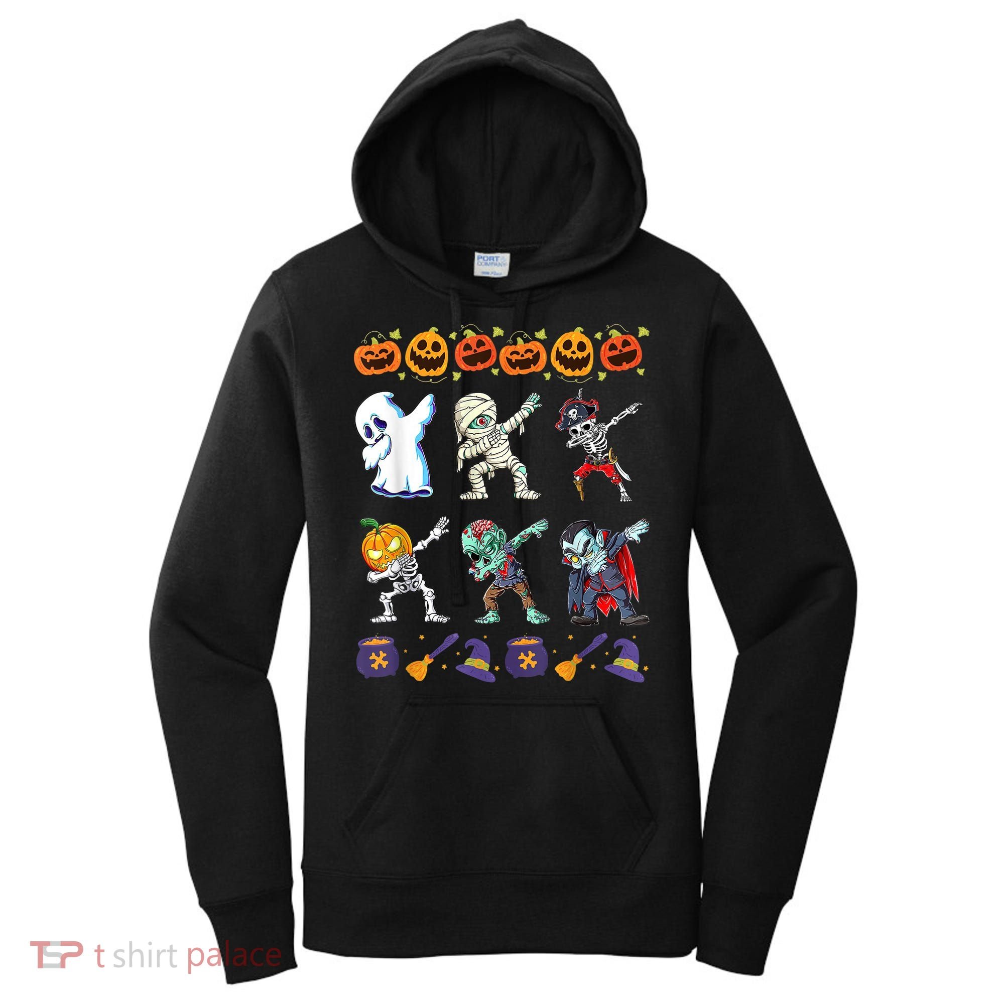 Dabbing Halloween Boys Skeleton Zombie Scary Pumpkin Mummy Women's Hoodie