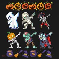 Dabbing Halloween Boys Skeleton Zombie Scary Pumpkin Mummy Women's Hoodie thumb 2