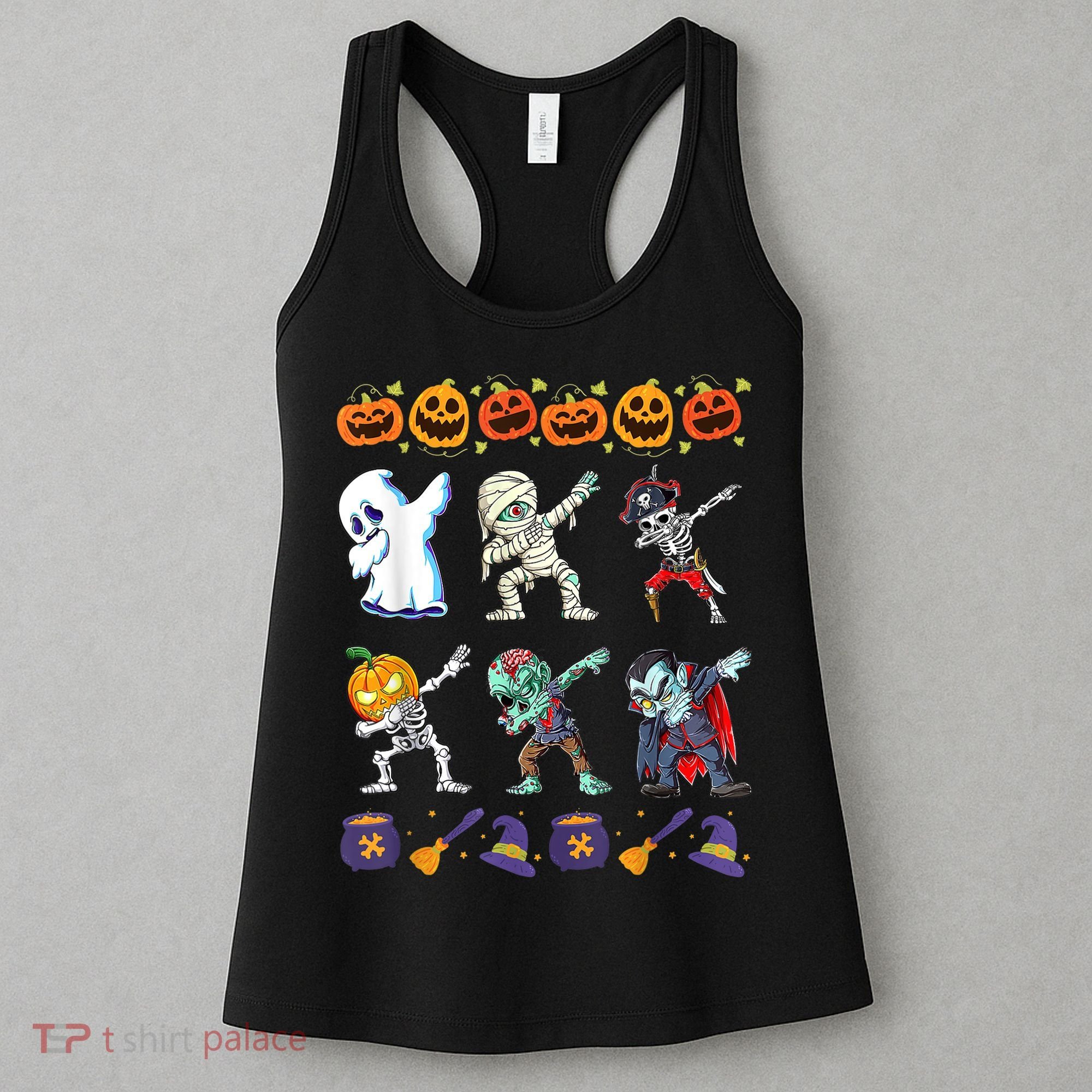 Dabbing Halloween Boys Skeleton Zombie Scary Pumpkin Mummy Women's Tank Top