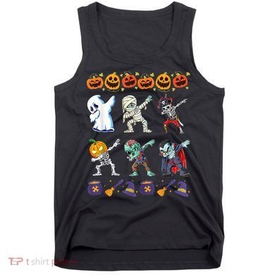 Dabbing Halloween Boys Skeleton Zombie Scary Pumpkin Mummy Tank Top