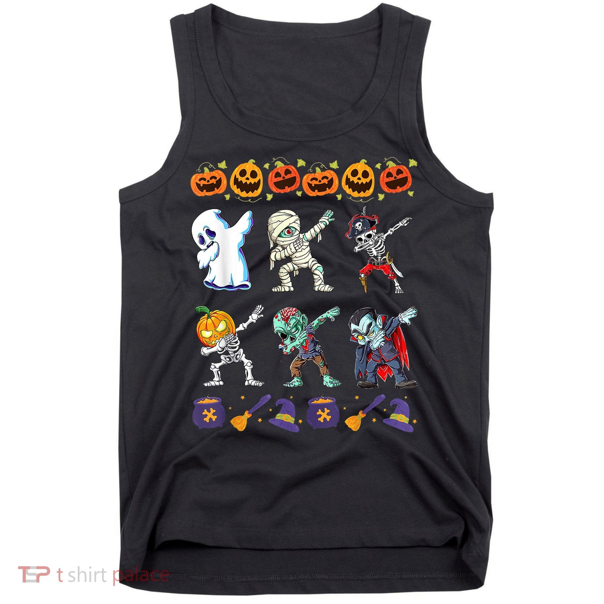 Dabbing Halloween Boys Skeleton Zombie Scary Pumpkin Mummy Tank Top