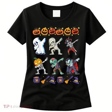 Dabbing Halloween Boys Skeleton Zombie Scary Pumpkin Mummy Women's T-Shirt
