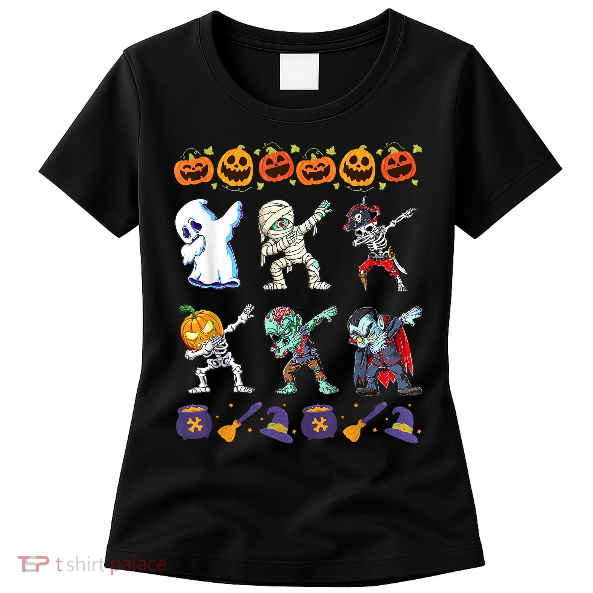 Dabbing Halloween Boys Skeleton Zombie Scary Pumpkin Mummy Women's T-Shirt