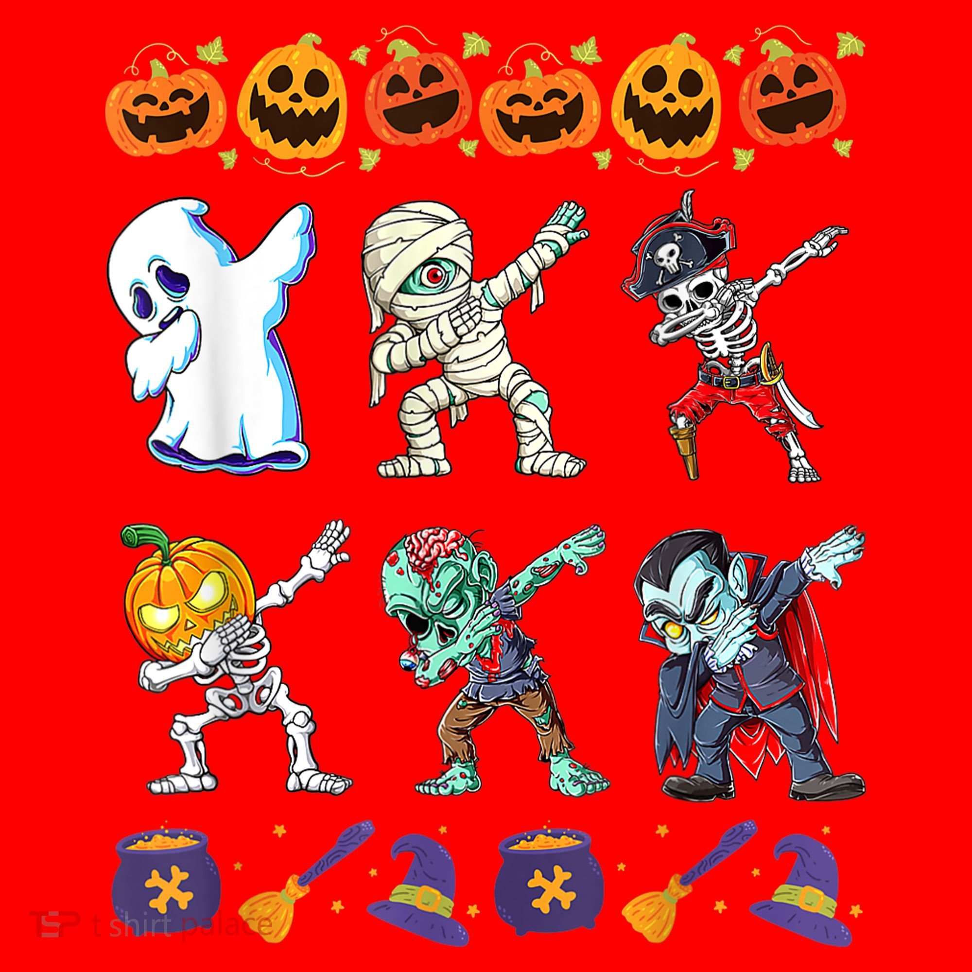 Dabbing Halloween Boys Skeleton Zombie Scary Pumpkin Mummy Santa Hat