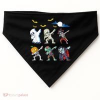 Dabbing Halloween Boys Skeleton Zombie Scary Pumpkin Mummy USA-Made Doggie Bandana thumb 0
